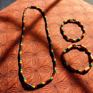 African Bead Necklace and Bracelets